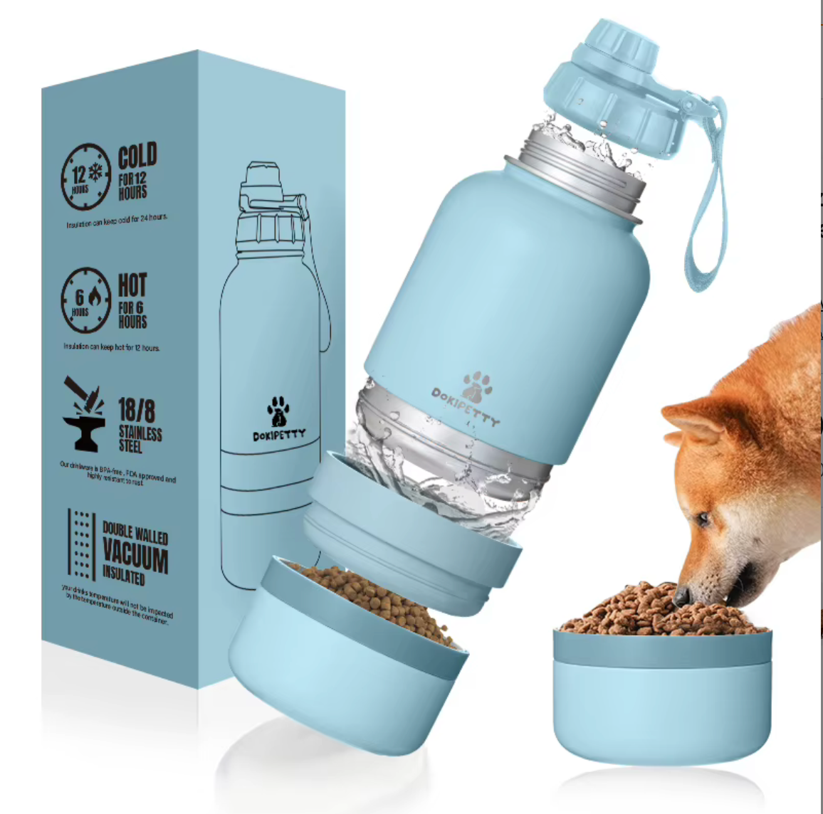 Free Sample 32Oz 3 in 1 Leakproof Pet Travel Water Bottle for Dogs Detachable Bowls Keeps Water Cold Christmas Gift