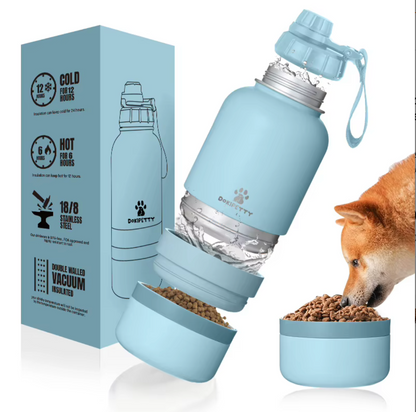 Free Sample 32Oz 3 in 1 Leakproof Pet Travel Water Bottle for Dogs Detachable Bowls Keeps Water Cold Christmas Gift
