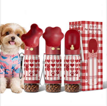 Free Sample 32Oz 3 in 1 Leakproof Pet Travel Water Bottle for Dogs Detachable Bowls Keeps Water Cold Christmas Gift