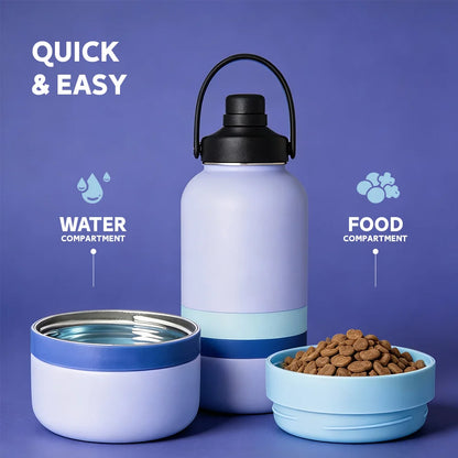 Free Sample 32Oz 3 in 1 Leakproof Pet Travel Water Bottle for Dogs Detachable Bowls Keeps Water Cold Christmas Gift